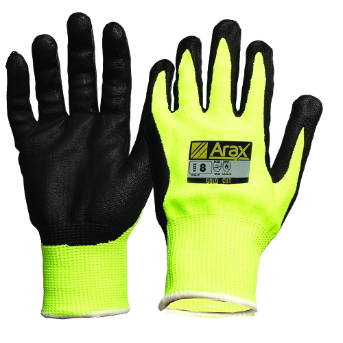 PRO SAFETY GLOVE ARAX GOLD NITRILE SAND DIP HI-VIS YLW LINER SIZE 11